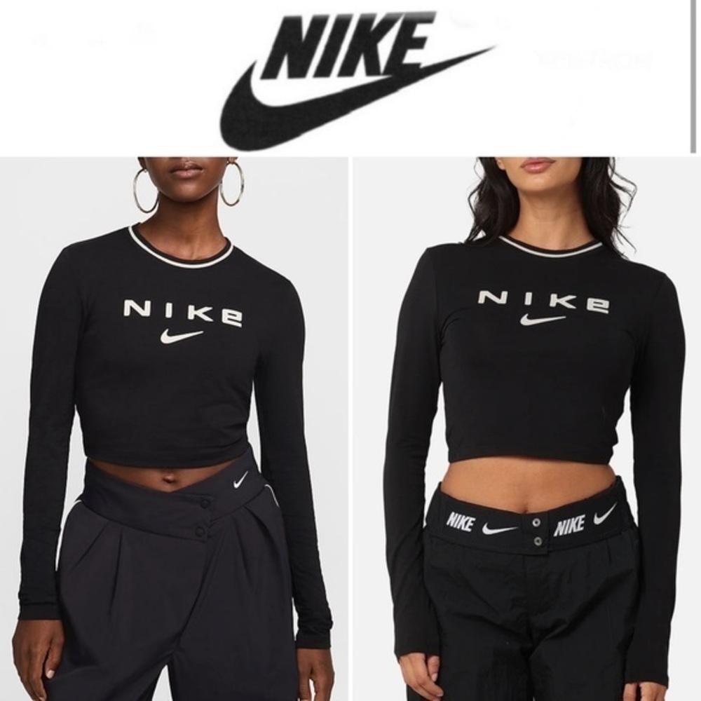 Nike Sportswear Chill Knit Women's Slim Long-Sleeve Cropped Graphic Tee sz XS